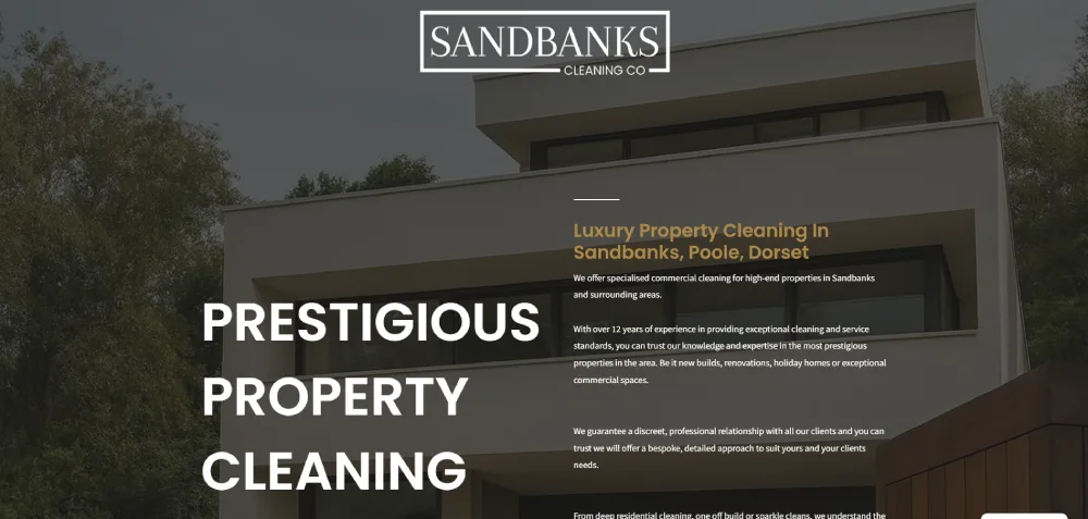 Sandbanks Cleaning Co Website Clever Thinking Tech Portfolio